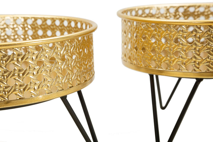 Glam vaser i guldfarve, metal  – 20x5x13 og 18x13 cm