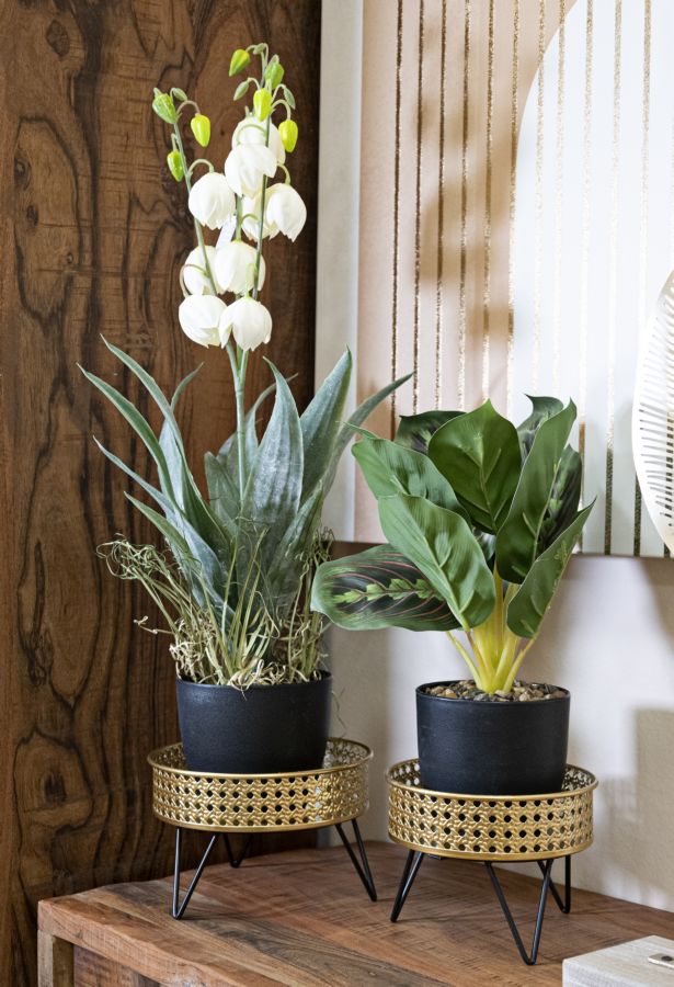 Glam vaser i guldfarve, metal  – 20x5x13 og 18x13 cm