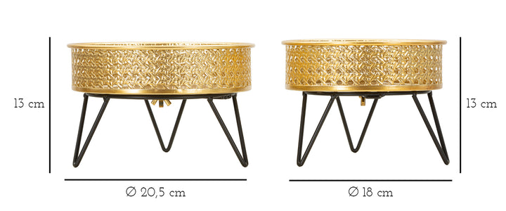 Glam vaser i guldfarve, metal  – 20x5x13 og 18x13 cm