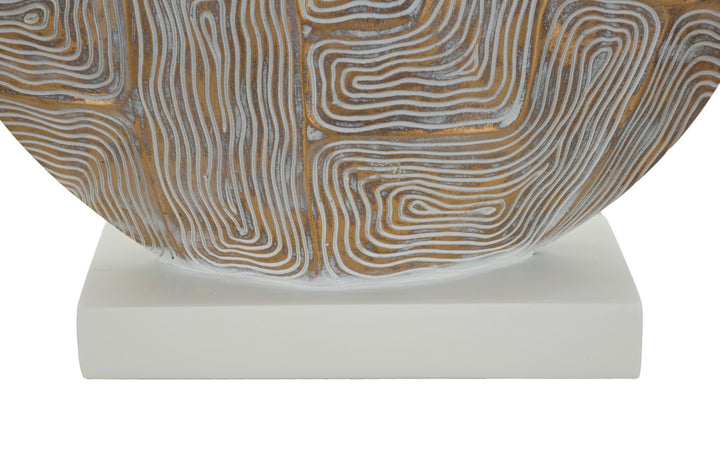 Moderne bordlampe i polyresin, jern and stof  – 38x64 cm