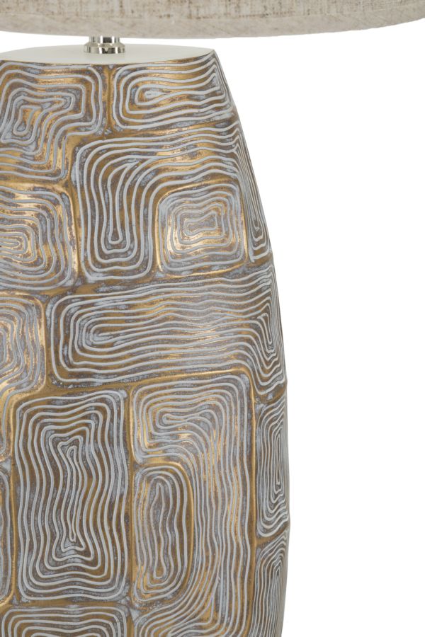 Moderne bordlampe i polyresin, jern and stof  – 38x90 cm