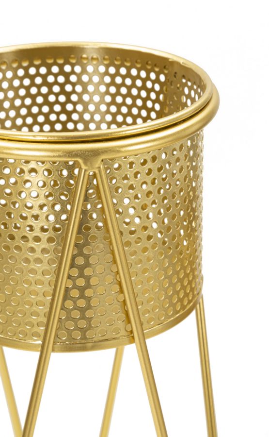 Glam vaser i guldfarve, metal – 21x20x46 og 18x18x32 cm