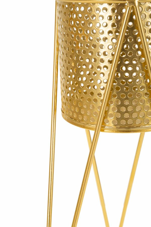 Glam vaser i guldfarve, metal – 21x20x46 og 18x18x32 cm