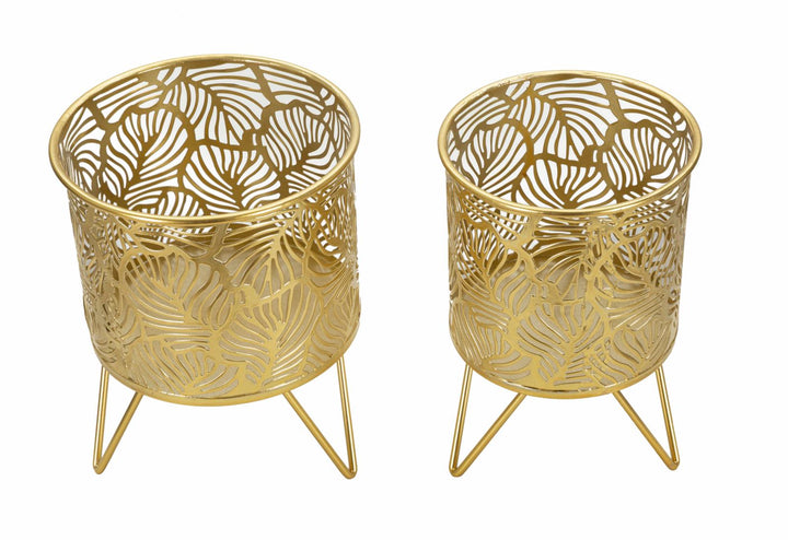 Glam vaser i guldfarve, metal  – 16x20 og 13x20 cm