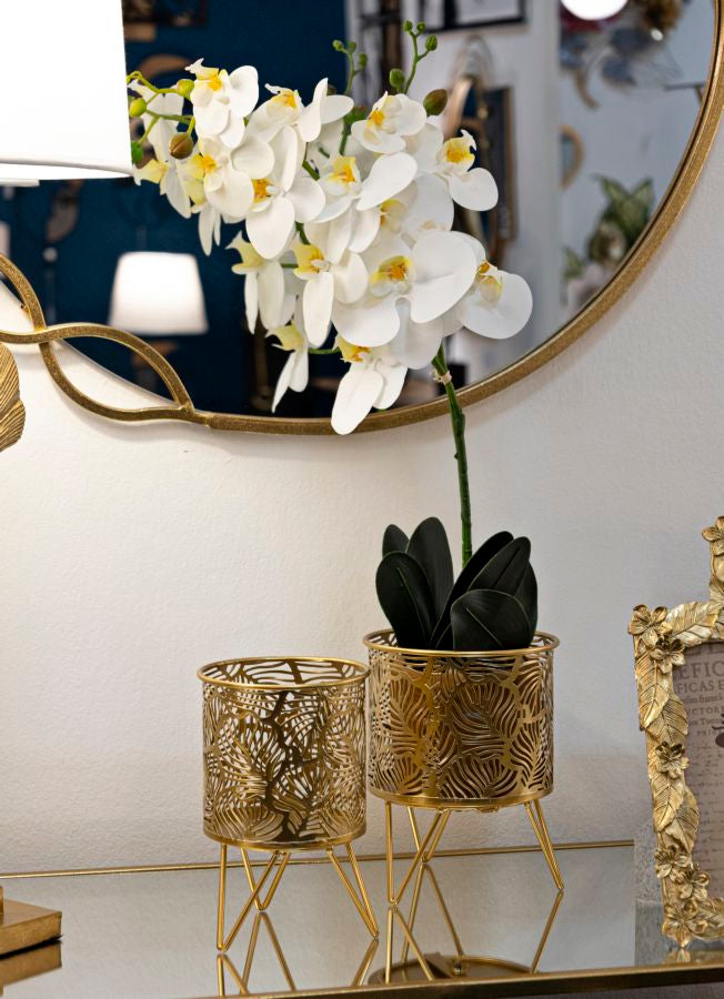 Glam vaser i guldfarve, metal  – 16x20 og 13x20 cm