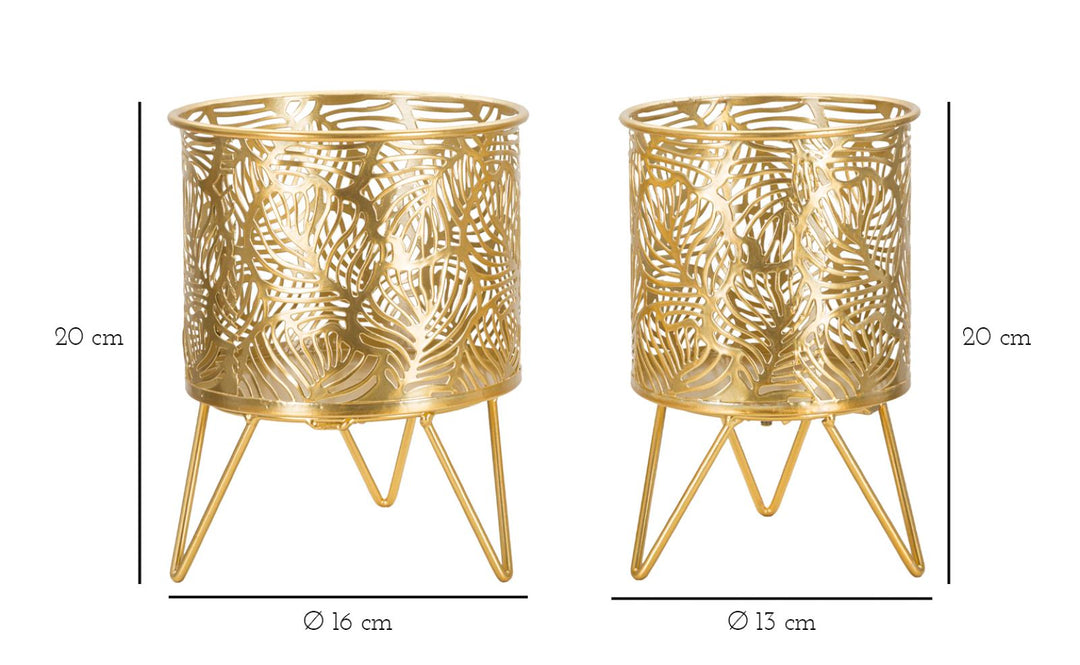 Glam vaser i guldfarve, metal  – 16x20 og 13x20 cm