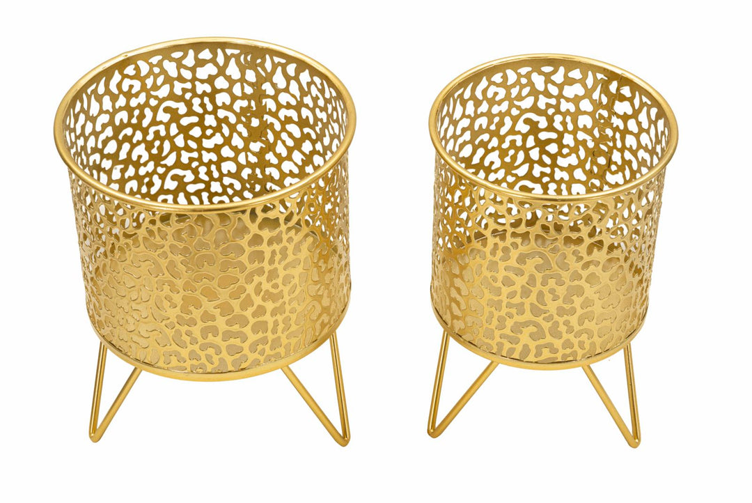Glam vaser i guldfarve, metal  – 16x20 og 13x20 cm