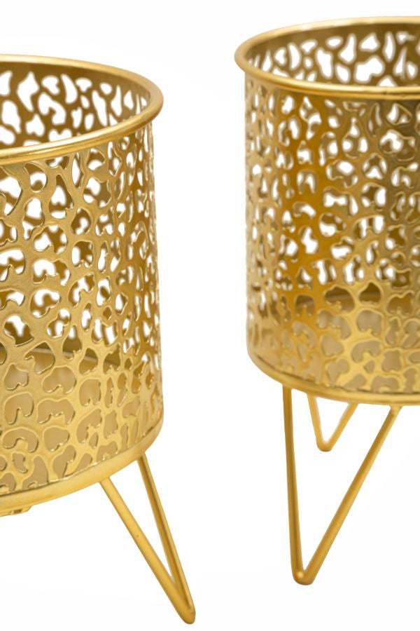 Glam vaser i guldfarve, metal  – 16x20 og 13x20 cm