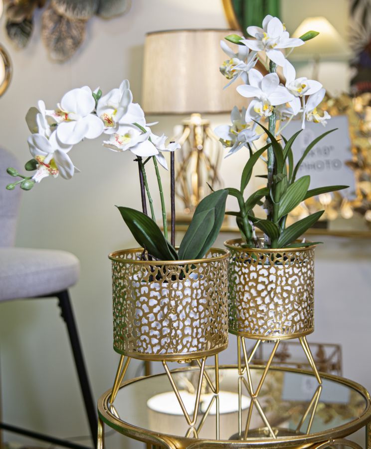 Glam vaser i guldfarve, metal  – 16x20 og 13x20 cm