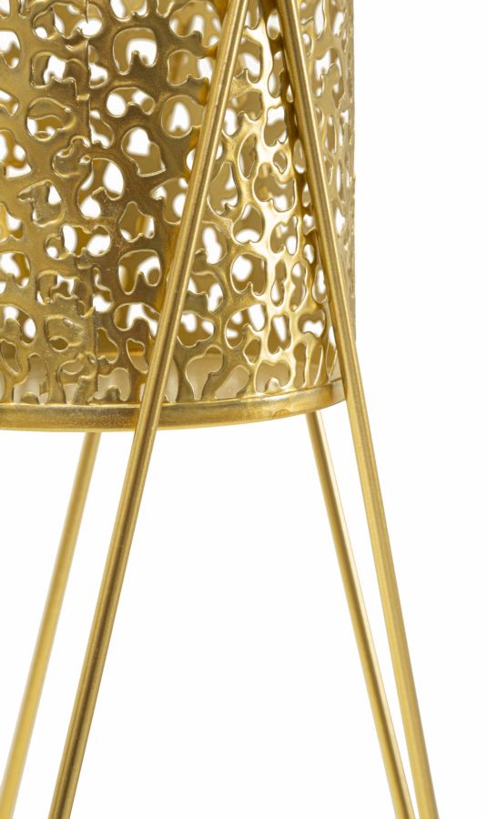 Glam vaser i guldfarve, metal – 21x20x46 og 18x18x32 cm