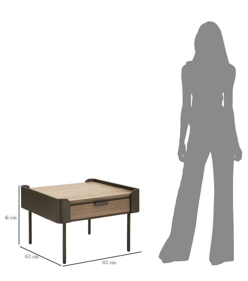 Bord i træ og jern – 60x60x41 cm