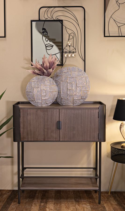 Kommode i træ og jern – 100x42x110 cm