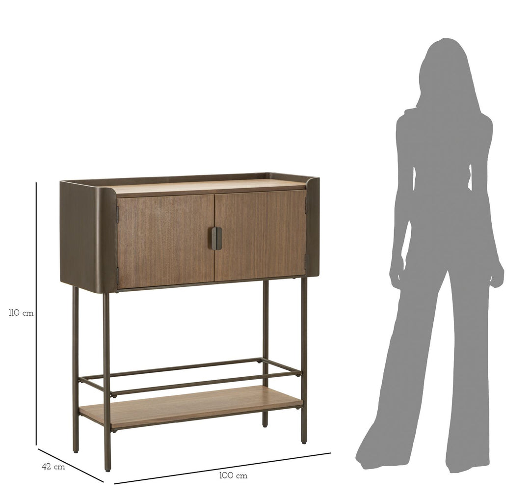 Kommode i træ og jern – 100x42x110 cm
