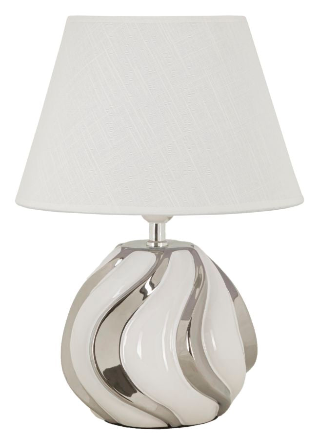 Glam bordlampe i keramik, jern og stof – 30x42 cm
