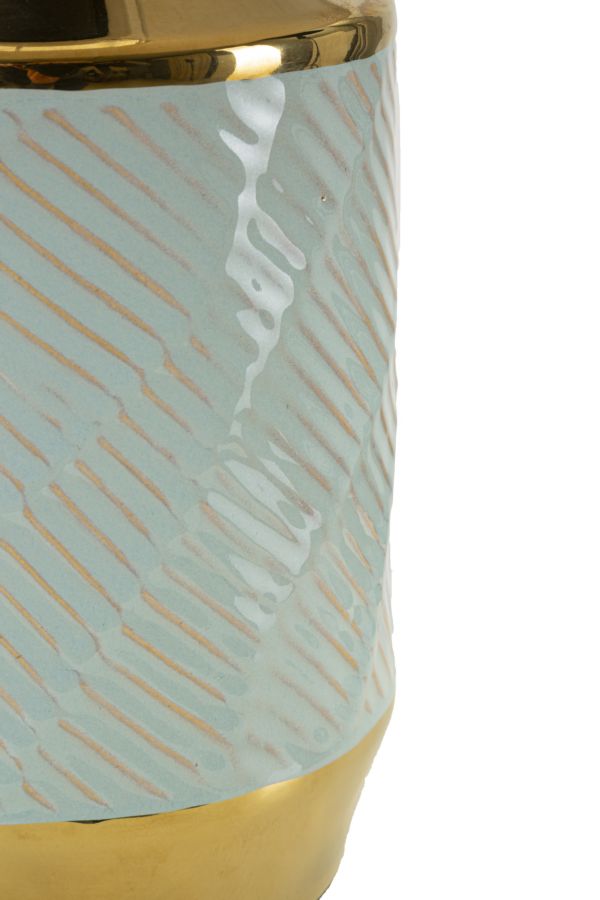 Glam bordlampe i keramik, jern og stof – 30x47 cm