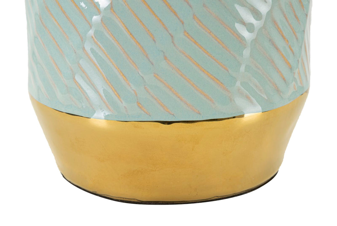 Glam bordlampe i keramik, jern og stof – 30x47 cm