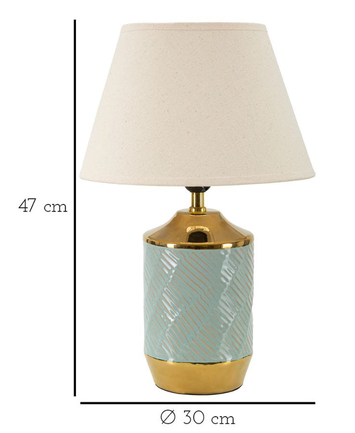 Glam bordlampe i keramik, jern og stof – 30x47 cm