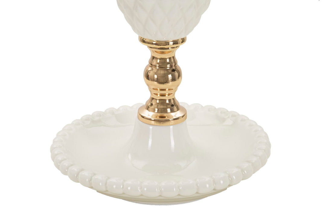 Glam bordlampe i keramik, jern og stof – 30x57 cm