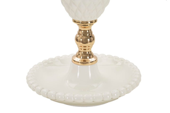 Glam bordlampe i keramik, jern og stof – 30x57 cm