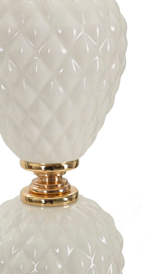 Glam bordlampe i keramik, jern og stof – 30x57 cm