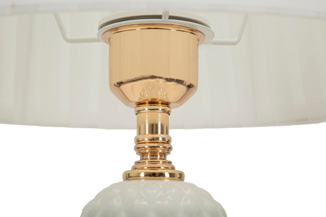 Glam bordlampe i keramik, jern og stof – 30x57 cm