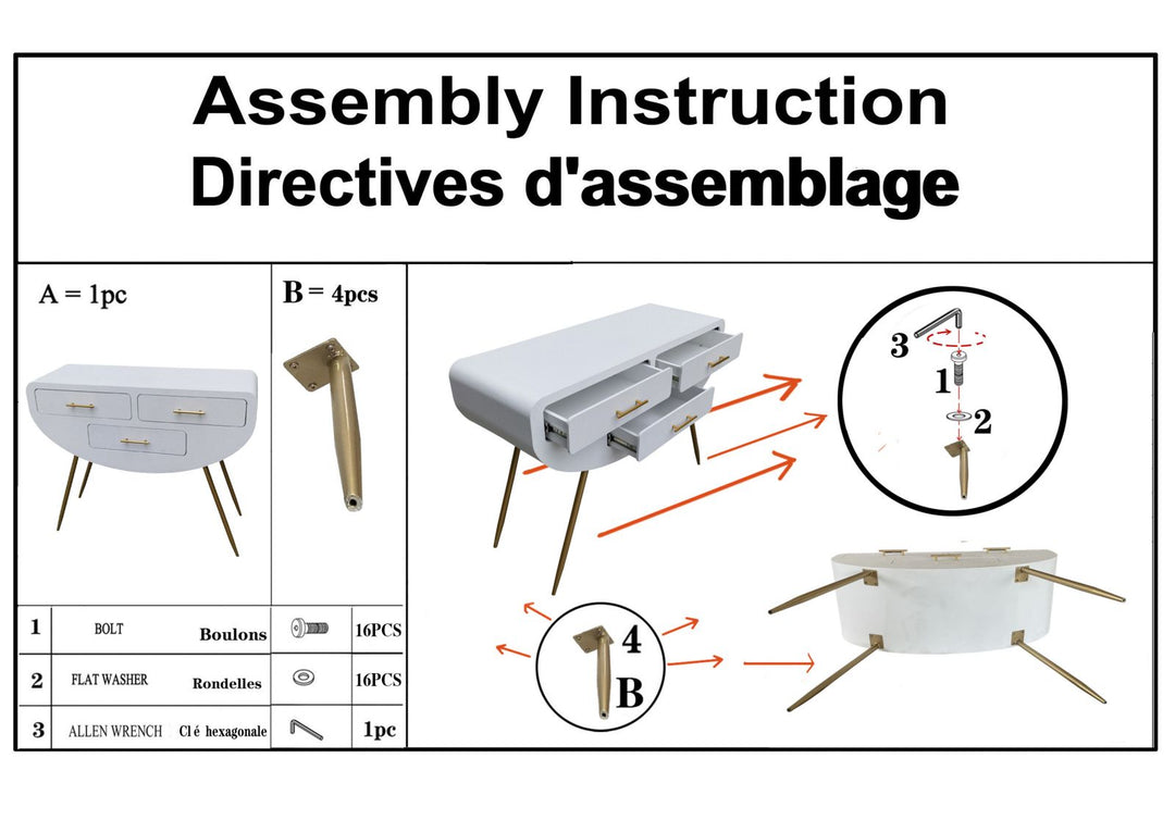 Konsolbord i mdf og jern – 110x40x80 cm