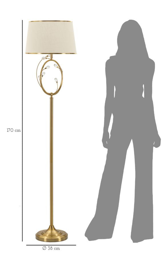 Glam lampe i jern, glas og stof – 38x170 cm