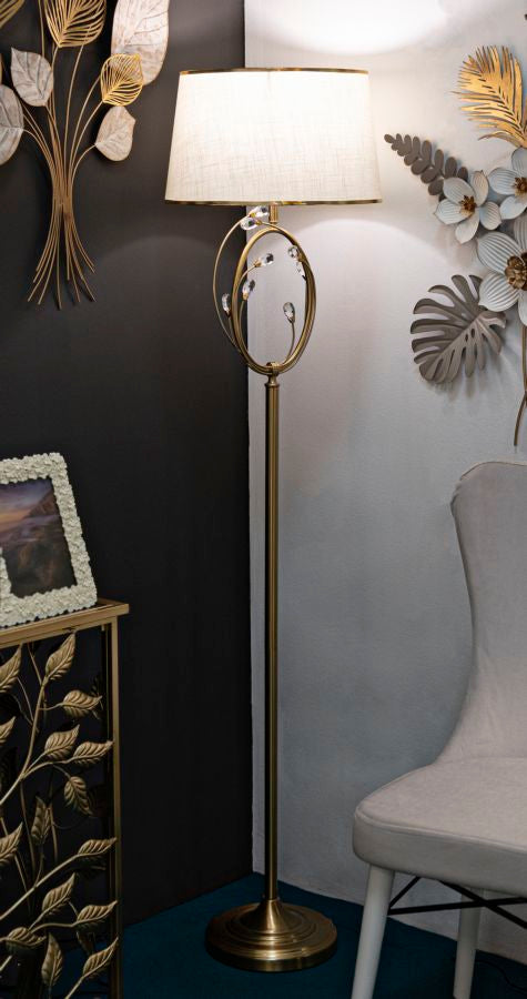 Glam lampe i jern, glas og stof – 38x170 cm