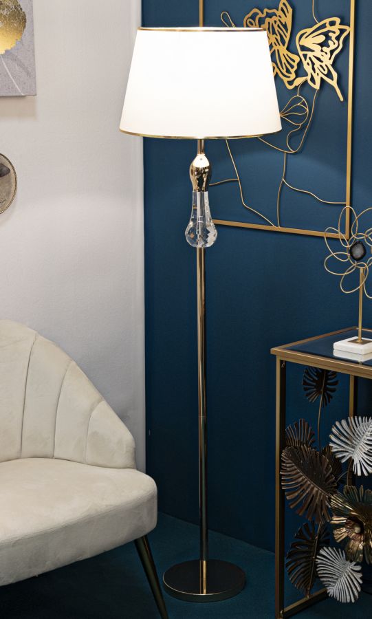 Glam lampe i jern, glas og stof – 45x165 cm