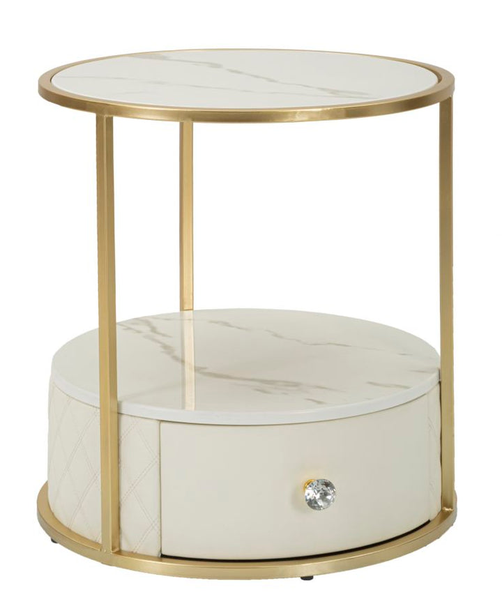 Glam sengebord i træ, mdf, metal og plast – 43x48 cm