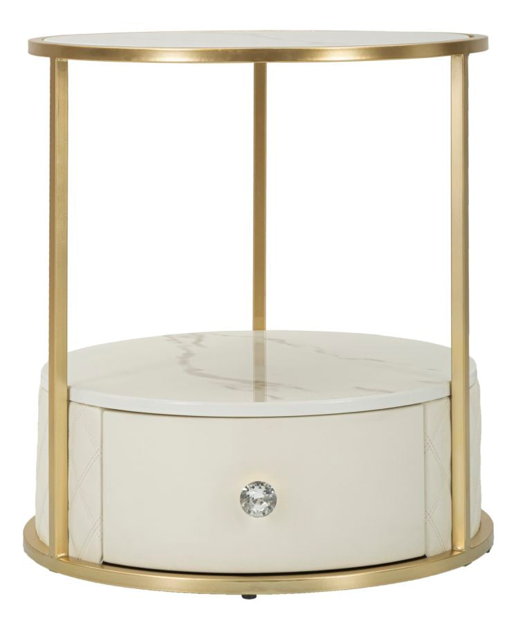 Glam sengebord i træ, mdf, metal og plast – 43x48 cm