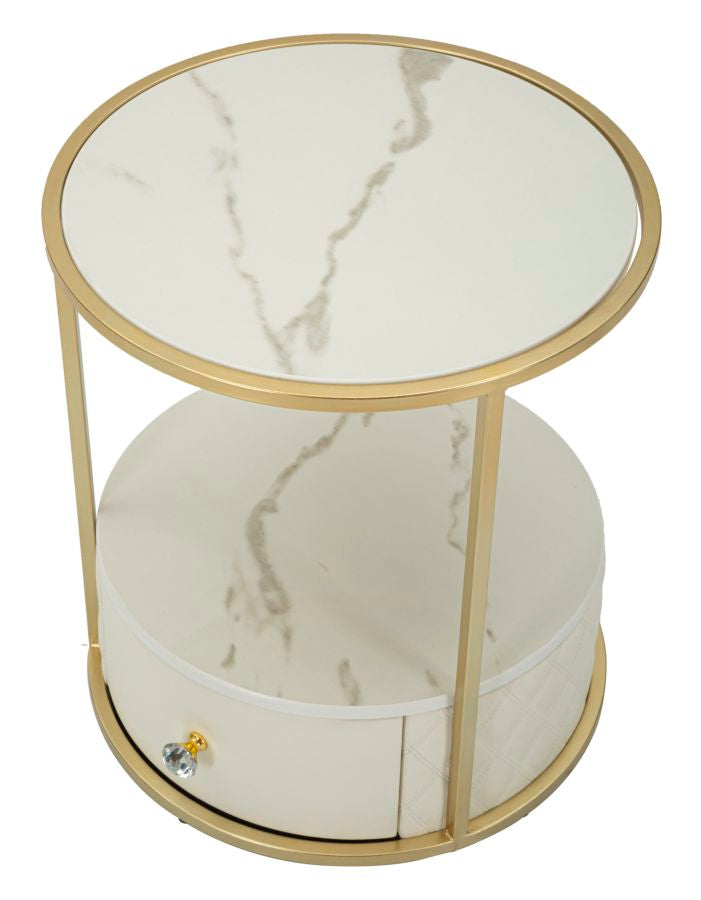 Glam sengebord i træ, mdf, metal og plast – 43x48 cm