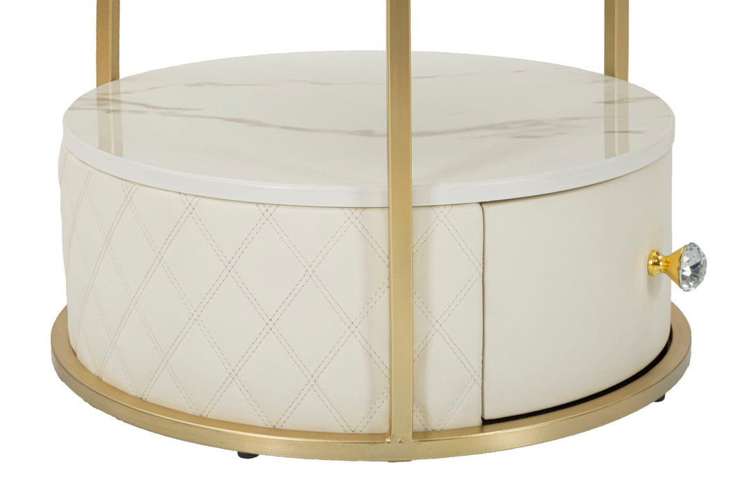 Glam sengebord i træ, mdf, metal og plast – 43x48 cm