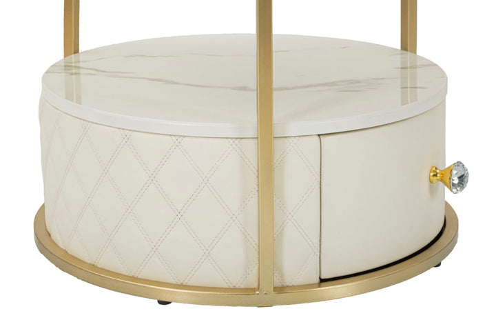 Glam sengebord i træ, mdf, metal og plast – 43x48 cm