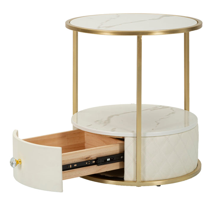 Glam sengebord i træ, mdf, metal og plast – 43x48 cm