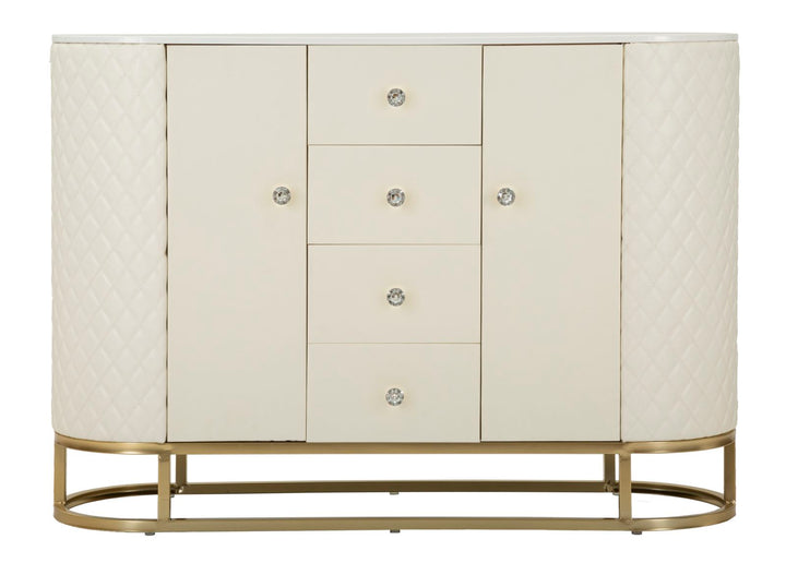 Glam kommode i guldfarve, træ, mdf, metal – 120x40x85 cm