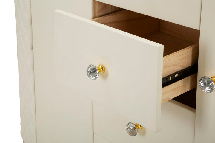 Glam kommode i guldfarve, træ, mdf, metal – 120x40x85 cm