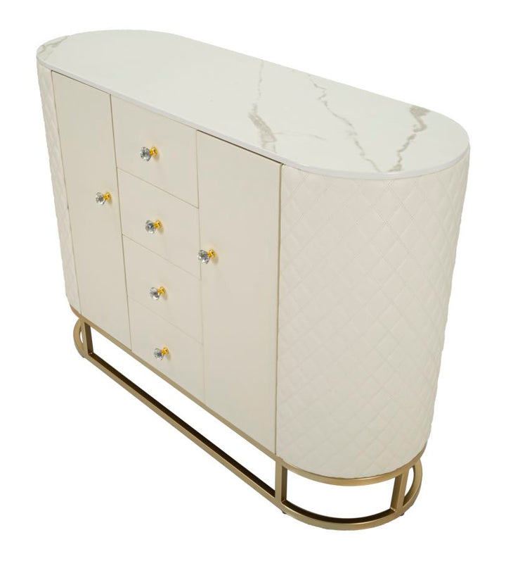 Glam kommode i guldfarve, træ, mdf, metal – 120x40x85 cm