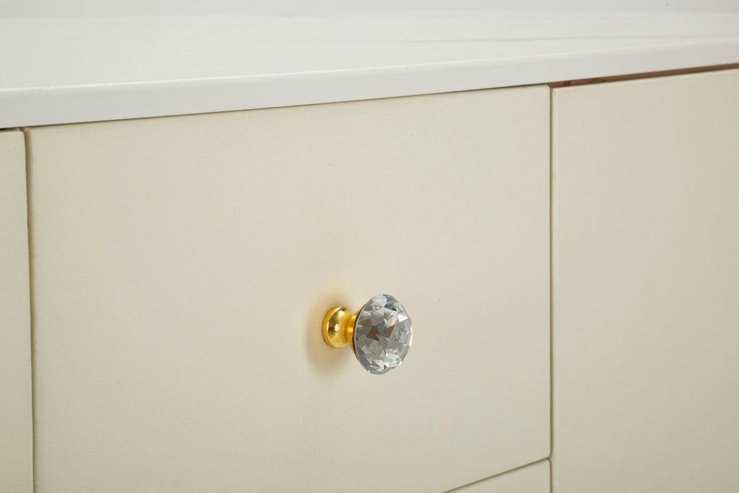 Glam kommode i guldfarve, træ, mdf, metal – 120x40x85 cm