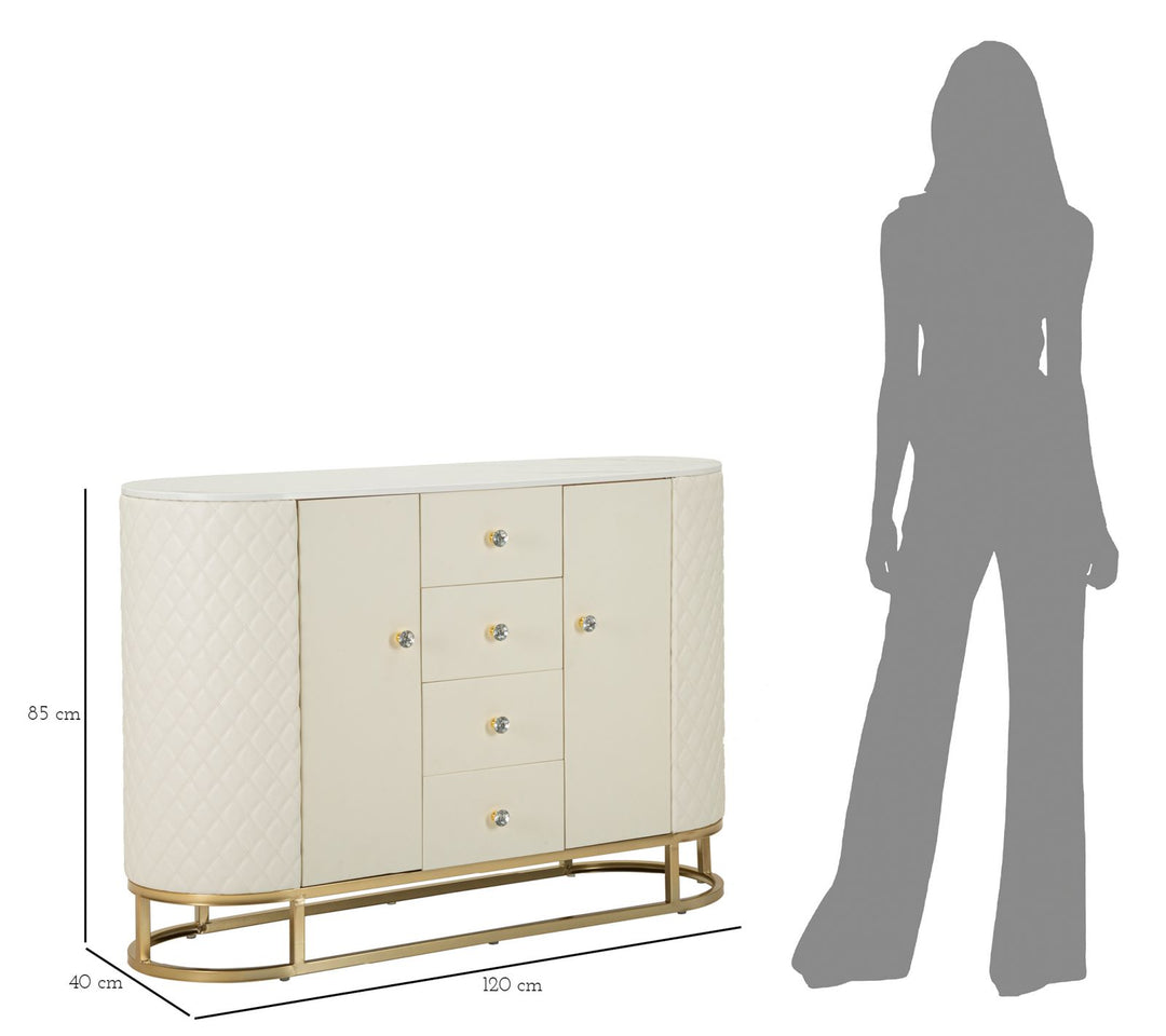 Glam kommode i guldfarve, træ, mdf, metal – 120x40x85 cm