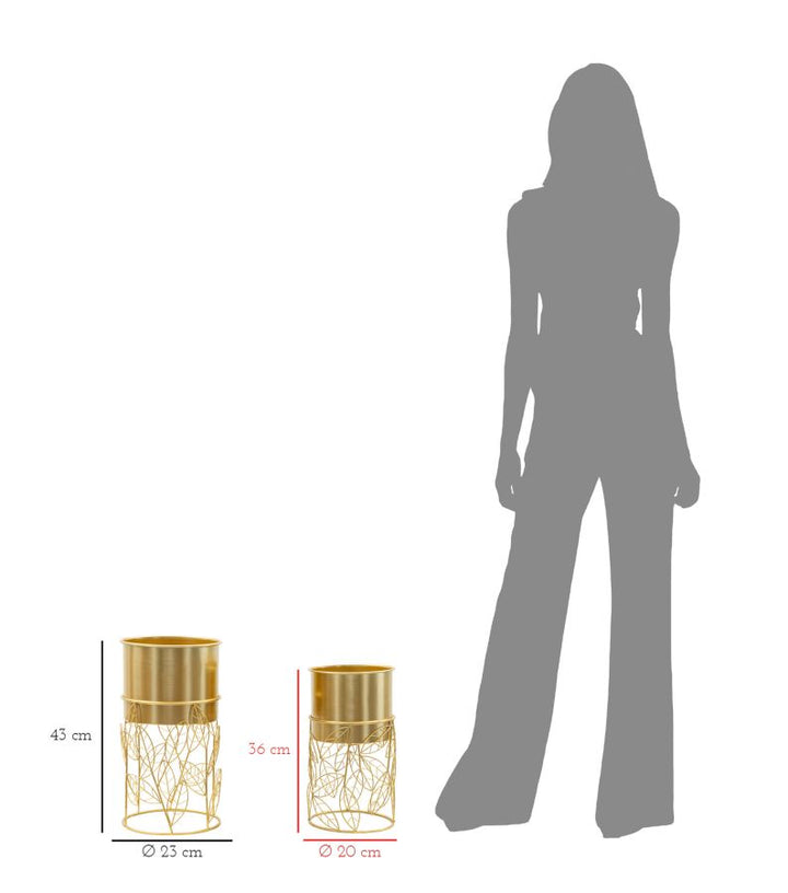 Glam vaser i guldfarve, metal – 23x43 20x36 cm