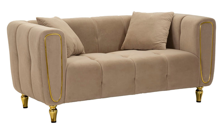 Glam 2-personers sofa med gyldne ben  – 155x81x71 cm