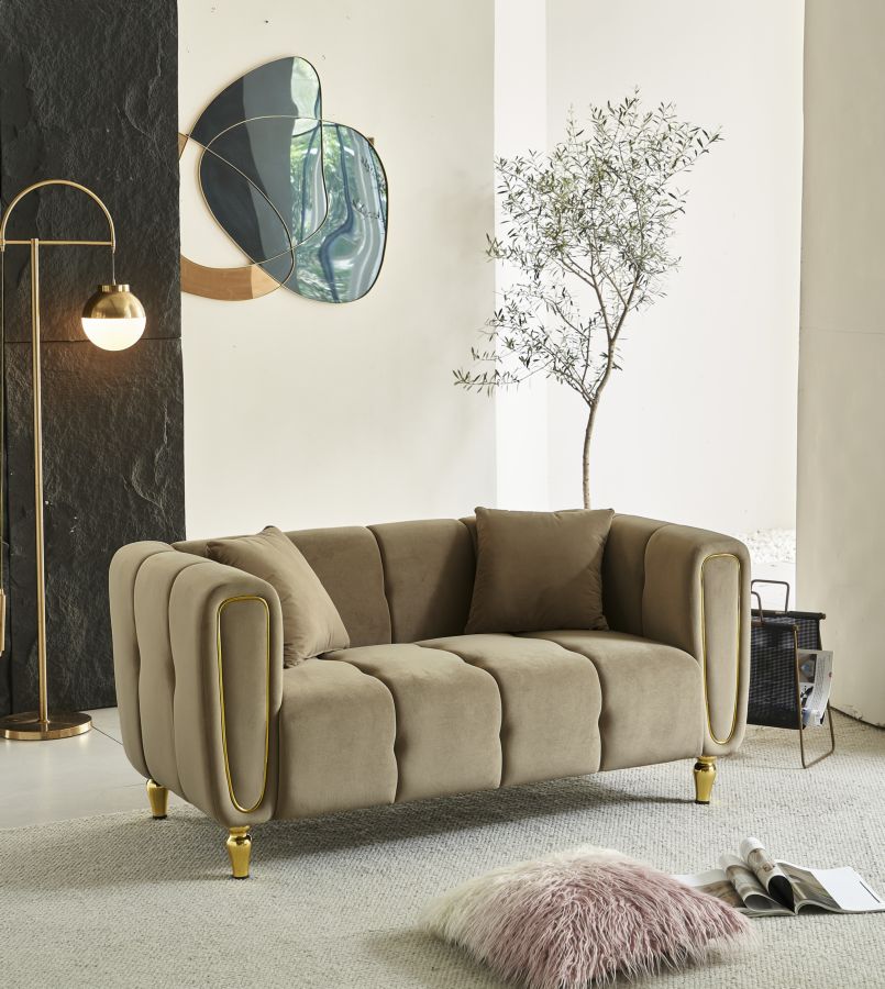 Glam 2-personers sofa med gyldne ben  – 155x81x71 cm