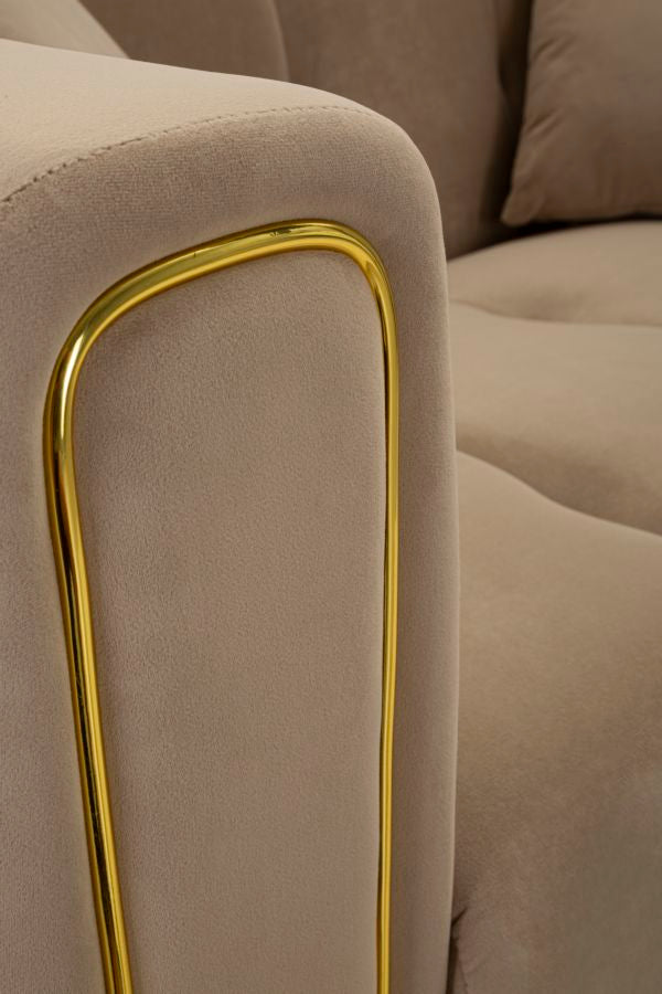 Glam 2-personers sofa med gyldne ben  – 155x81x71 cm