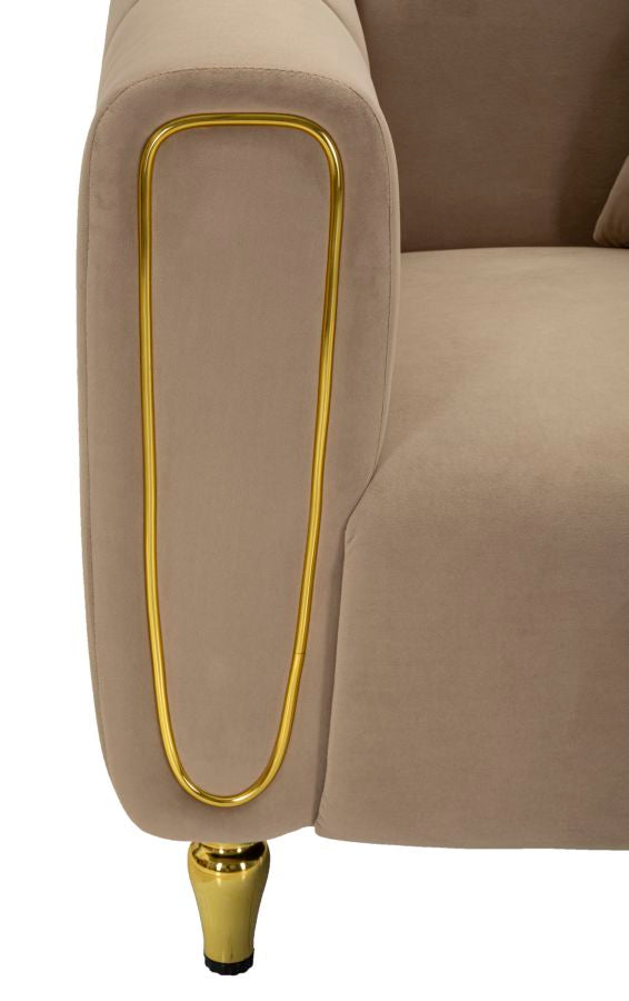 Glam lænestol, duegrå med gyldne ben – 97x81x71 cm