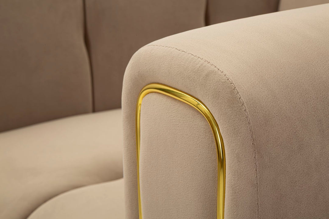 Glam lænestol, duegrå med gyldne ben – 97x81x71 cm