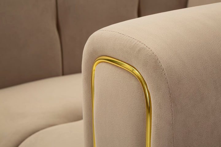 Glam lænestol, duegrå med gyldne ben – 97x81x71 cm