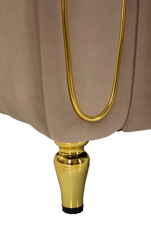 Glam lænestol, duegrå med gyldne ben – 97x81x71 cm