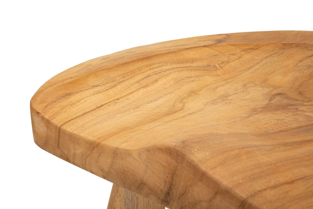 Taburet i teaktræ, 40x32x42 cm