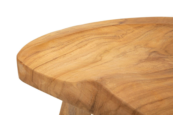 Taburet i teaktræ, 40x32x42 cm